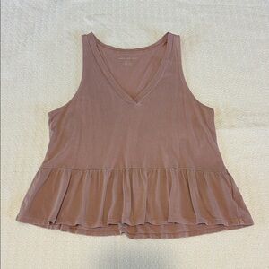 American Eagle Outfitters Mauve Ruffle Hem Tank Top - Size S
